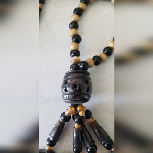 Handcarved Buffalo Bone & Wood Drawer Pull Dangles - Picture 2 of 3